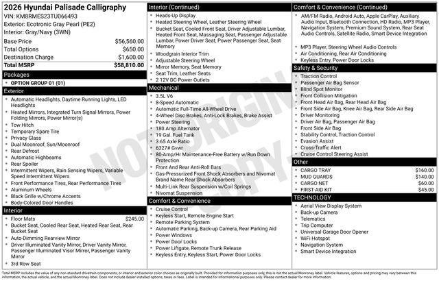 2026 Hyundai PALISADE Calligraphy