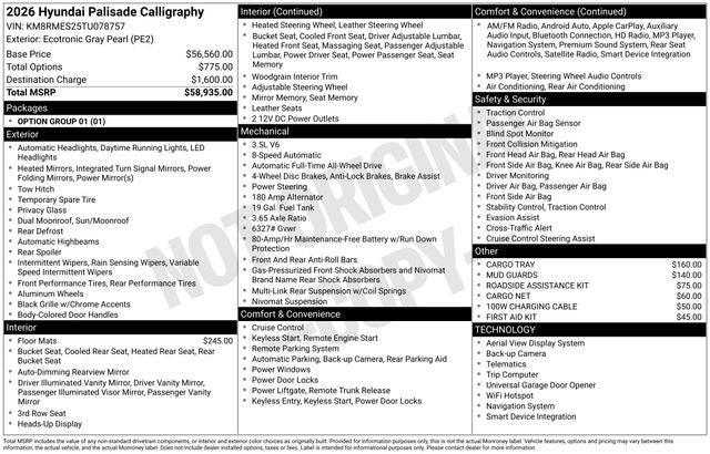 2026 Hyundai PALISADE Calligraphy