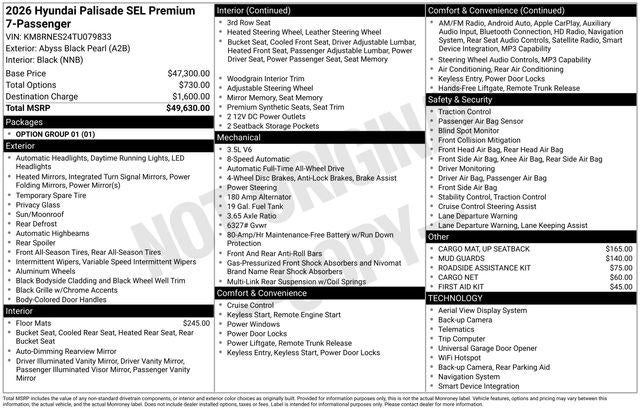 2026 Hyundai PALISADE SEL Premium 7 Passenger