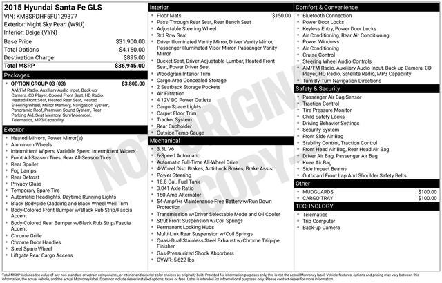 2015 Hyundai SANTA FE GLS