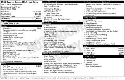 2025 Hyundai SONATA SEL Convenience
