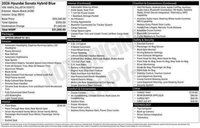 2026 Hyundai SONATA HYBRID Blue