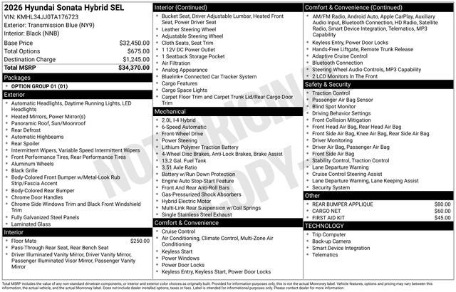 2026 Hyundai SONATA HYBRID SEL