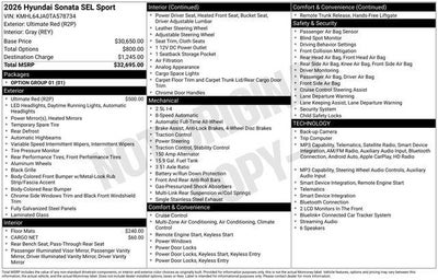 2026 Hyundai SONATA SEL Sport