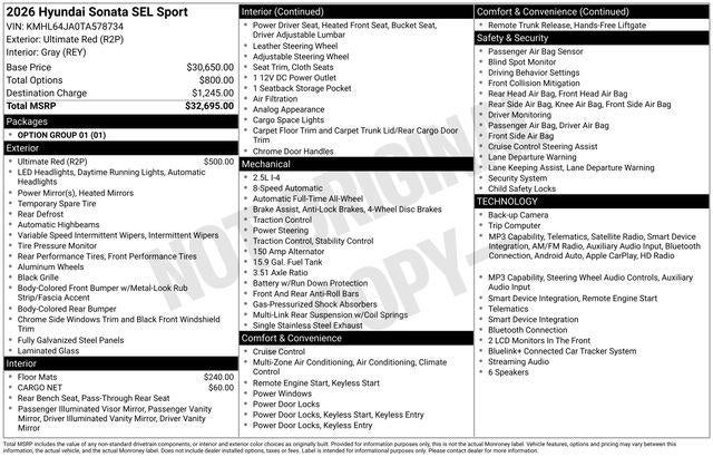 2026 Hyundai SONATA SEL Sport