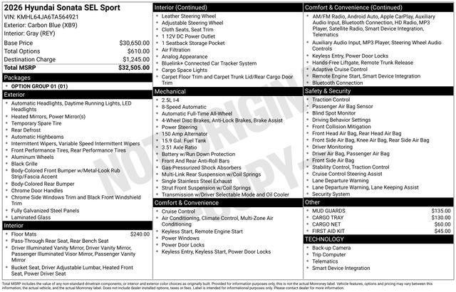 2026 Hyundai SONATA SEL Sport