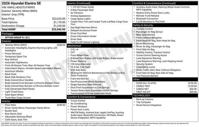 2026 Hyundai ELANTRA SE