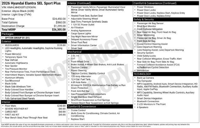 2026 Hyundai ELANTRA SEL Sport Plus