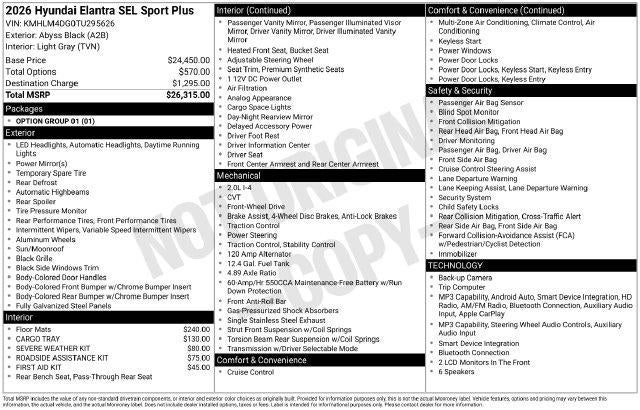 2026 Hyundai ELANTRA SEL Sport Plus