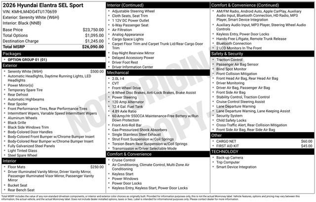 2026 Hyundai ELANTRA SEL Sport