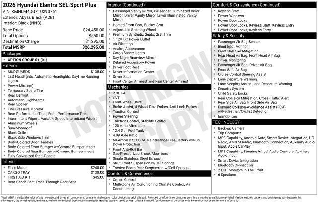 2026 Hyundai ELANTRA SEL Sport Plus
