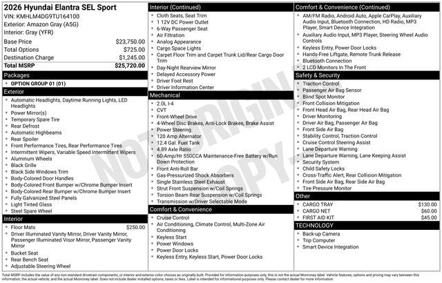 2026 Hyundai ELANTRA SEL Sport