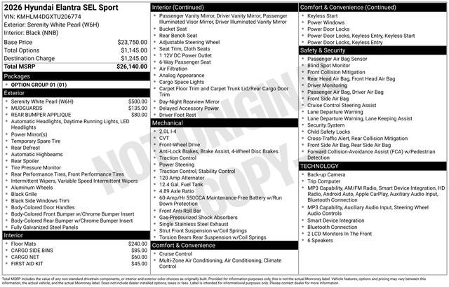 2026 Hyundai ELANTRA SEL Sport