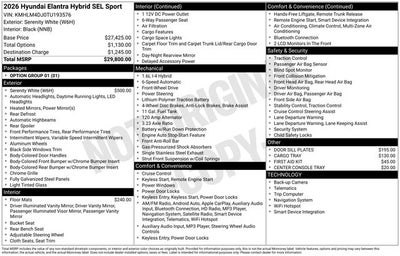 2026 Hyundai ELANTRA HYBRID SEL Sport