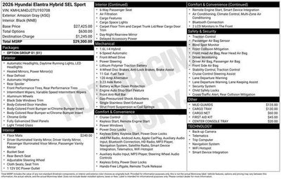 2026 Hyundai ELANTRA HYBRID SEL Sport