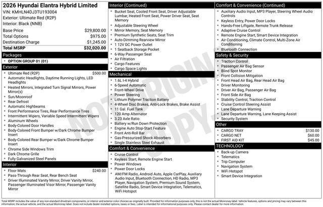 2026 Hyundai ELANTRA HYBRID Limited