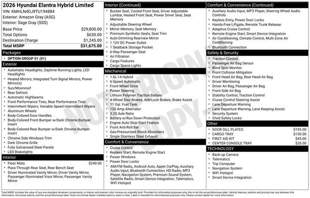 2026 Hyundai ELANTRA HYBRID Limited