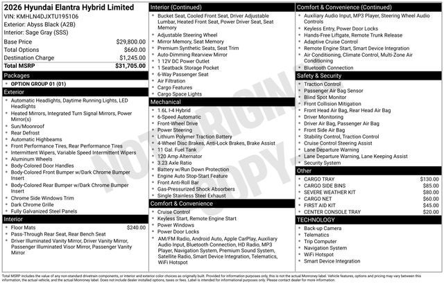 2026 Hyundai ELANTRA HYBRID Limited