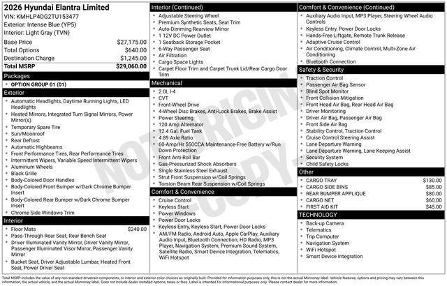 2026 Hyundai ELANTRA Limited