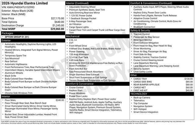 2026 Hyundai ELANTRA Limited