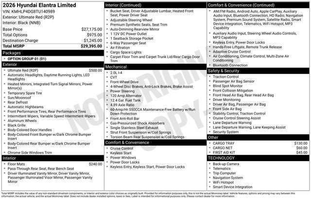 2026 Hyundai ELANTRA Limited