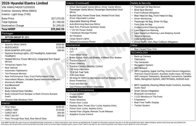 2026 Hyundai ELANTRA Limited