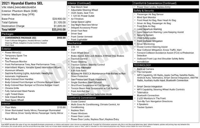 2021 Hyundai ELANTRA SEL