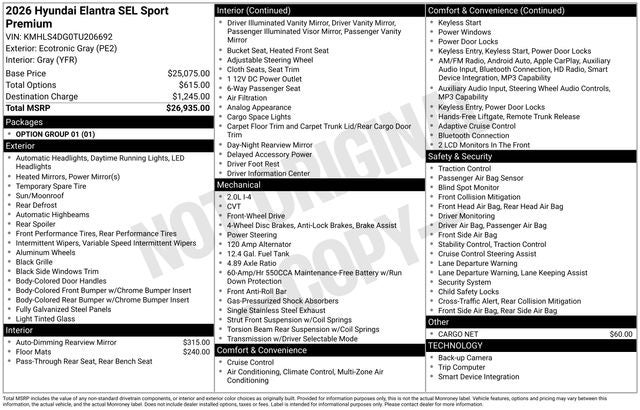 2026 Hyundai ELANTRA SEL Sport