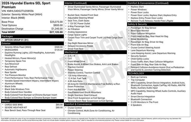 2026 Hyundai ELANTRA SEL Sport