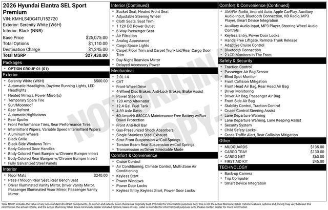 2026 Hyundai ELANTRA SEL Sport