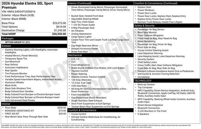 2026 Hyundai ELANTRA SEL Sport