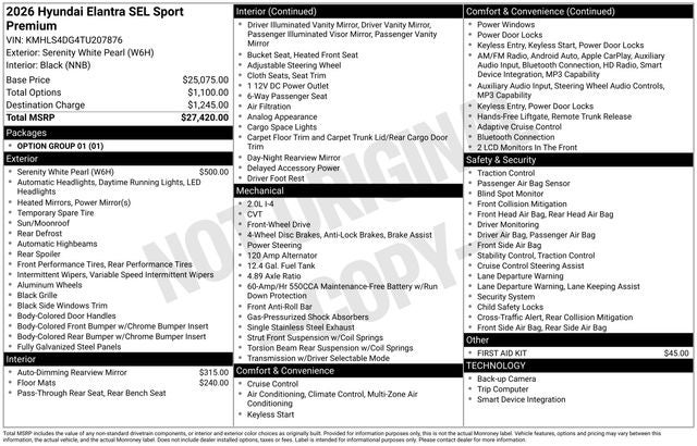2026 Hyundai ELANTRA SEL Sport