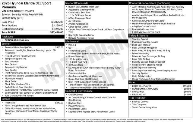 2026 Hyundai ELANTRA SEL Sport