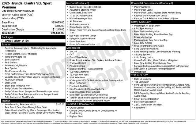 2026 Hyundai ELANTRA SEL Sport