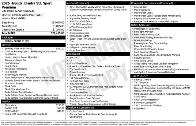 2026 Hyundai ELANTRA SEL Sport