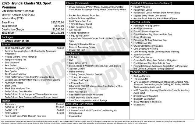 2026 Hyundai ELANTRA SEL Sport