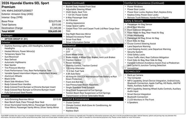 2026 Hyundai ELANTRA SEL Sport