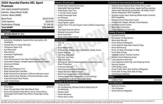 2026 Hyundai ELANTRA SEL Sport