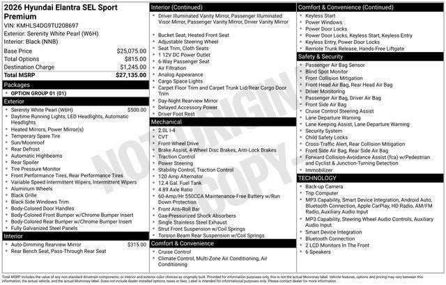 2026 Hyundai ELANTRA SEL Sport