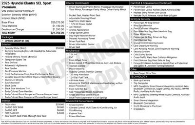 2026 Hyundai ELANTRA SEL Sport