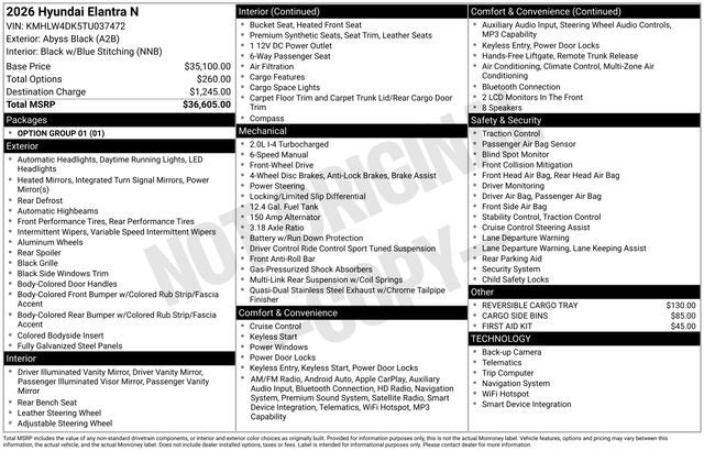 2026 Hyundai ELANTRA N Base
