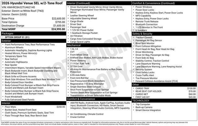 2026 Hyundai VENUE SEL