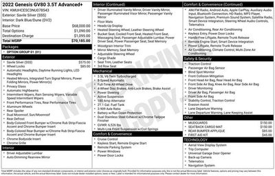 2022 Genesis GV80 3.5T Advanced +