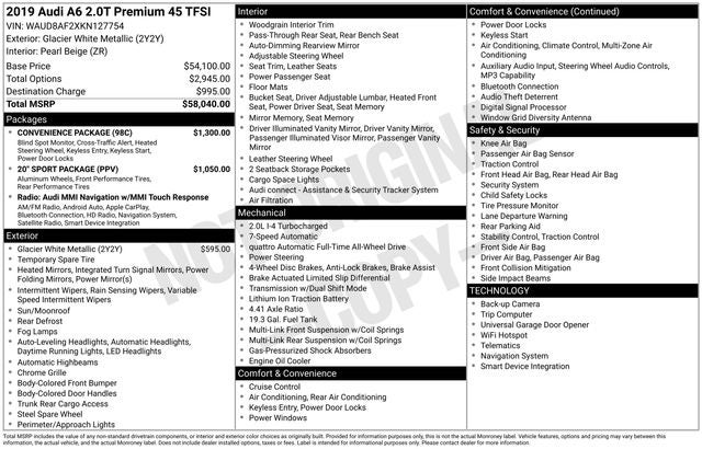 2019 Audi A6 2.0T Premium quattro