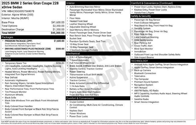 2025 BMW 2 Series 228 xDrive Gran Coupe