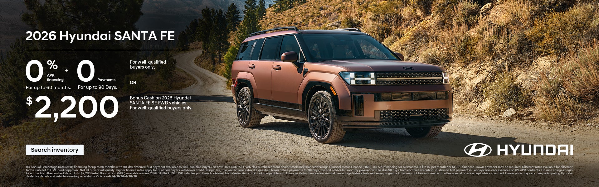 2026 Hyundai Santa Fe APR Offer