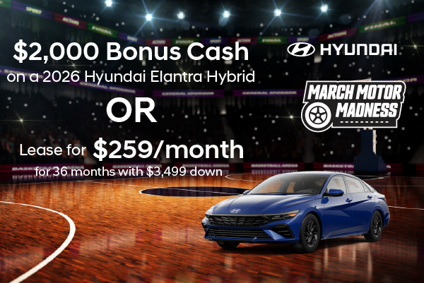 $2,000 Bonus Cash on 2026 Elantra Hybrid (Blue)